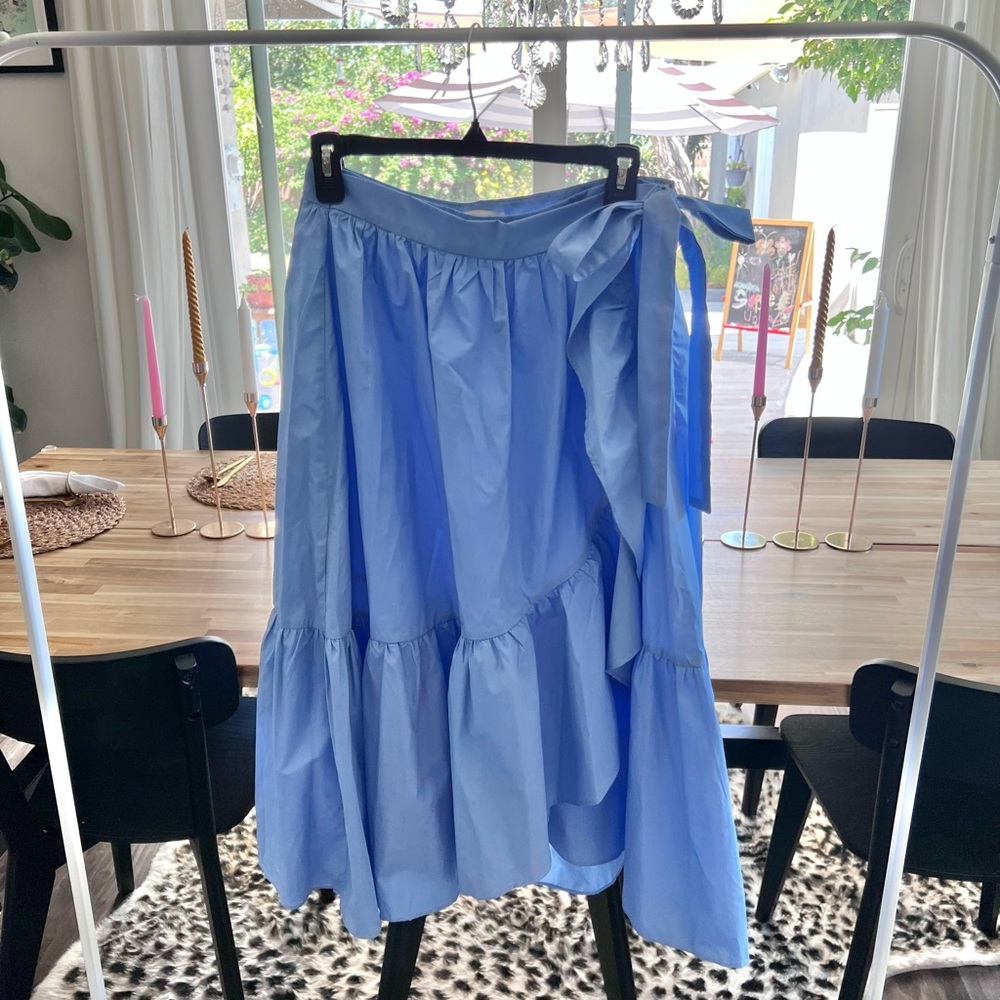 Blue faux wrap skirt